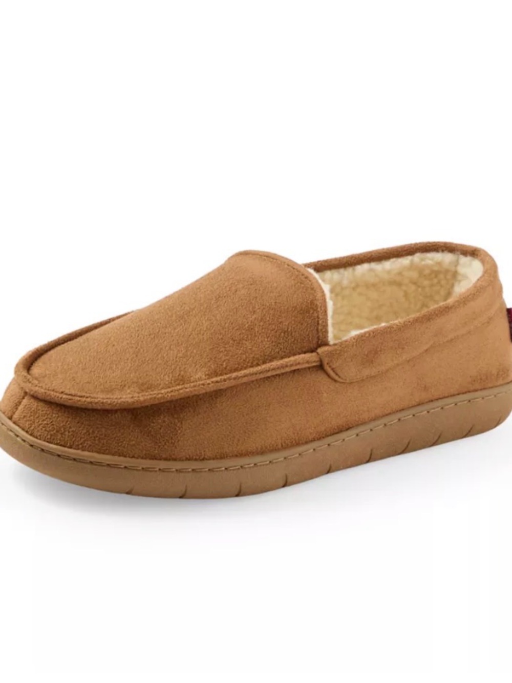 Levi's Men's Tan Suede Slip-On Moccasin with Cream Sherpa Lining